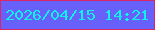 文字の大きさ：3、枠の色：dc2564、背景の色：6760fb、文字の色：0ef2eb 無料ブログパーツのブログ時計