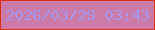 文字の大きさ：5、枠の色：dc3013、背景の色：cc7aa7、文字の色：a796eb 無料ブログパーツのブログ時計