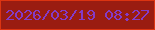 文字の大きさ：2、枠の色：dc3411、背景の色：9a1c11、文字の色：843bc7 無料ブログパーツのブログ時計