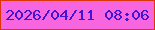 文字の大きさ：4、枠の色：dc3506、背景の色：f766de、文字の色：4216d1 無料ブログパーツのブログ時計