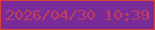 文字の大きさ：5、枠の色：dc4235、背景の色：792c97、文字の色：c23d57 無料ブログパーツのブログ時計