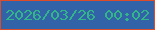 文字の大きさ：1、枠の色：dc4c2a、背景の色：3263a9、文字の色：32b689 無料ブログパーツのブログ時計