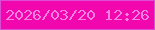 文字の大きさ：5、枠の色：dc4dd5、背景の色：f207ae、文字の色：f380dc 無料ブログパーツのブログ時計