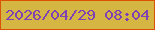 文字の大きさ：2、枠の色：dc5205、背景の色：d6b643、文字の色：7f42b5 無料ブログパーツのブログ時計