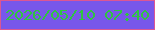 文字の大きさ：5、枠の色：dc5693、背景の色：7857ea、文字の色：2fc442 無料ブログパーツのブログ時計