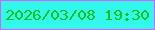 文字の大きさ：2、枠の色：dc5ef9、背景の色：31f8eb、文字の色：18c11c 無料ブログパーツのブログ時計