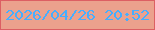 文字の大きさ：1、枠の色：dc5f63、背景の色：eba18d、文字の色：46aeff 無料ブログパーツのブログ時計