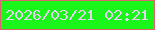 文字の大きさ：5、枠の色：dc626d、背景の色：1af61a、文字の色：e7d2f2 無料ブログパーツのブログ時計