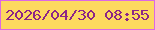 文字の大きさ：2、枠の色：dc68e4、背景の色：fdd95f、文字の色：8c2587 無料ブログパーツのブログ時計