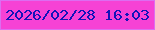 文字の大きさ：5、枠の色：dc6df0、背景の色：f642d5、文字の色：1413b9 無料ブログパーツのブログ時計