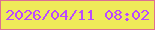 文字の大きさ：2、枠の色：dc7092、背景の色：efeb59、文字の色：bb4aff 無料ブログパーツのブログ時計