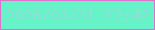 文字の大きさ：2、枠の色：dc72ca、背景の色：65f3c7、文字の色：90ded8 無料ブログパーツのブログ時計