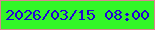 文字の大きさ：5、枠の色：dc8391、背景の色：33f628、文字の色：2202d7 無料ブログパーツのブログ時計