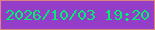 文字の大きさ：4、枠の色：dc8581、背景の色：943dc9、文字の色：02ed72 無料ブログパーツのブログ時計