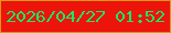文字の大きさ：2、枠の色：dc9615、背景の色：ed140b、文字の色：1ae766 無料ブログパーツのブログ時計