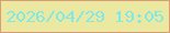 文字の大きさ：3、枠の色：dc9c74、背景の色：ebe8a1、文字の色：80e8e6 無料ブログパーツのブログ時計
