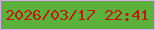 文字の大きさ：2、枠の色：dcaaf0、背景の色：5bb139、文字の色：c21812 無料ブログパーツのブログ時計