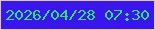 文字の大きさ：5、枠の色：dccbaa、背景の色：3a16ec、文字の色：2ee36e 無料ブログパーツのブログ時計