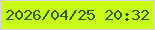 文字の大きさ：1、枠の色：dcd4e0、背景の色：c9fa18、文字の色：2e5d1e 無料ブログパーツのブログ時計
