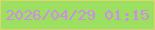 文字の大きさ：5、枠の色：dcd574、背景の色：9cdf61、文字の色：d089ed 無料ブログパーツのブログ時計