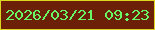 文字の大きさ：3、枠の色：dcd621、背景の色：6c2007、文字の色：6af765 無料ブログパーツのブログ時計