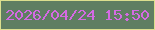 文字の大きさ：4、枠の色：dcdf8e、背景の色：5f7e62、文字の色：d46ae3 無料ブログパーツのブログ時計