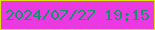 文字の大きさ：5、枠の色：dce10f、背景の色：ea39e1、文字の色：0f946c 無料ブログパーツのブログ時計