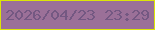 文字の大きさ：4、枠の色：dce507、背景の色：9b7098、文字の色：745882 無料ブログパーツのブログ時計