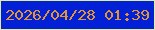 文字の大きさ：1、枠の色：dcf0a0、背景の色：0221d7、文字の色：e39533 無料ブログパーツのブログ時計