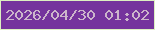 文字の大きさ：5、枠の色：dcf0c1、背景の色：75349d、文字の色：ccb5cb 無料ブログパーツのブログ時計