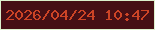 文字の大きさ：1、枠の色：dcf0cc、背景の色：460f15、文字の色：cc4426 無料ブログパーツのブログ時計