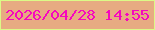 文字の大きさ：2、枠の色：dcfa87、背景の色：e7ab82、文字の色：f608be 無料ブログパーツのブログ時計