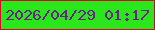 文字の大きさ：3、枠の色：dd002a、背景の色：29e71b、文字の色：6f1e8e 無料ブログパーツのブログ時計
