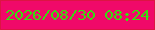 文字の大きさ：4、枠の色：dd1443、背景の色：f00969、文字の色：37dd10 無料ブログパーツのブログ時計