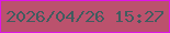 文字の大きさ：3、枠の色：dd15e7、背景の色：bb526d、文字の色：405c5f 無料ブログパーツのブログ時計