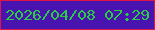 文字の大きさ：1、枠の色：dd1647、背景の色：4913b0、文字の色：2acc46 無料ブログパーツのブログ時計