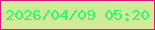 文字の大きさ：4、枠の色：dd167c、背景の色：d3ea9b、文字の色：27fe6e 無料ブログパーツのブログ時計