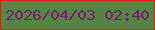 文字の大きさ：4、枠の色：dd1c16、背景の色：548542、文字の色：7d1873 無料ブログパーツのブログ時計