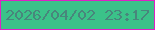 文字の大きさ：2、枠の色：dd21c5、背景の色：3bc289、文字の色：48867c 無料ブログパーツのブログ時計