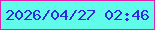 文字の大きさ：5、枠の色：dd23ad、背景の色：61fce9、文字の色：2c2bde 無料ブログパーツのブログ時計