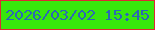 文字の大きさ：2、枠の色：dd2733、背景の色：37e70c、文字の色：2b68b5 無料ブログパーツのブログ時計