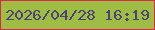 文字の大きさ：2、枠の色：dd274a、背景の色：9fbc45、文字の色：4d4374 無料ブログパーツのブログ時計