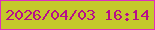 文字の大きさ：1、枠の色：dd2fbe、背景の色：c4c92b、文字の色：b70e8a 無料ブログパーツのブログ時計