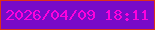 文字の大きさ：1、枠の色：dd3118、背景の色：780ac7、文字の色：fd02dd 無料ブログパーツのブログ時計