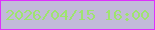 文字の大きさ：5、枠の色：dd31fb、背景の色：c2bad9、文字の色：9ee46f 無料ブログパーツのブログ時計