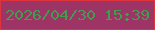 文字の大きさ：5、枠の色：dd333a、背景の色：9d3465、文字の色：429b4e 無料ブログパーツのブログ時計