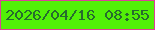 文字の大きさ：4、枠の色：dd3f98、背景の色：52f007、文字の色：266c2e 無料ブログパーツのブログ時計