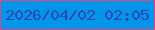 文字の大きさ：5、枠の色：dd487e、背景の色：0395ea、文字の色：2847bd 無料ブログパーツのブログ時計