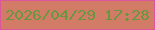 文字の大きさ：4、枠の色：dd569b、背景の色：d27b67、文字の色：699740 無料ブログパーツのブログ時計