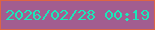 文字の大きさ：1、枠の色：dd6444、背景の色：a25d90、文字の色：1ae8b9 無料ブログパーツのブログ時計